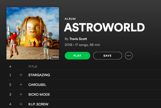 Travis Scott's new album "ASTROWORLD" has seen all 17 songs make the Billboard Hot 100.