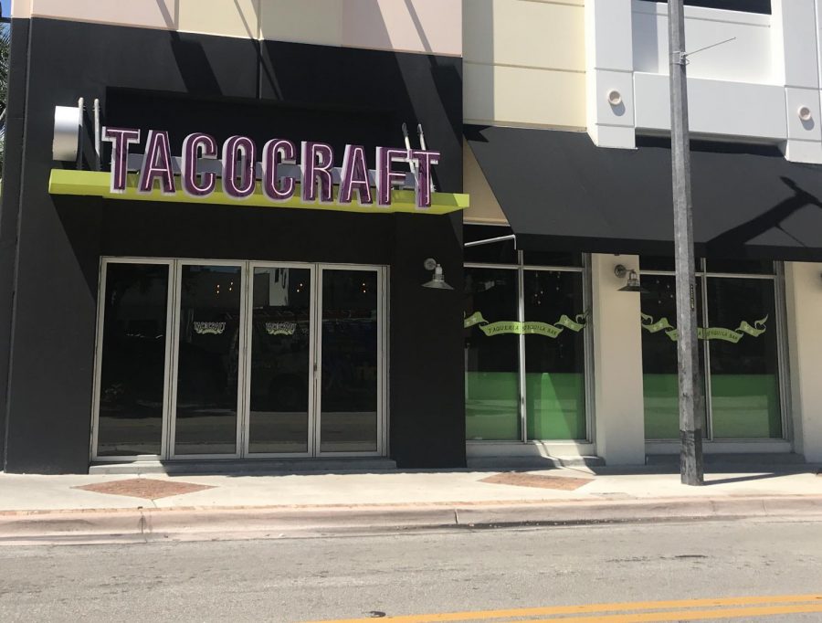 This is a view of the entrance of Tacocraft, which takes traditional Mexican dishes and adds a modern touch to them.
