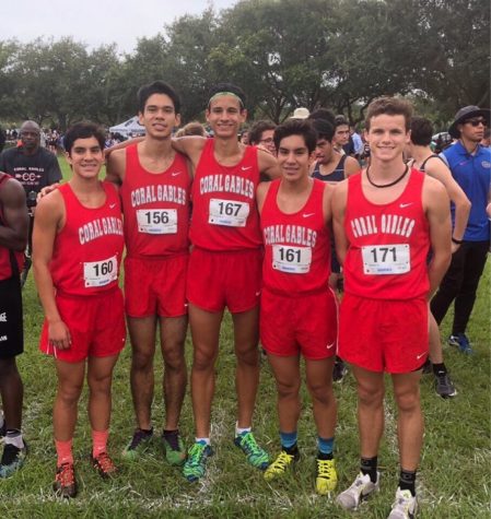 Members of the Coral Gables Cross Country team take a picture after their meet on Aug. 21.