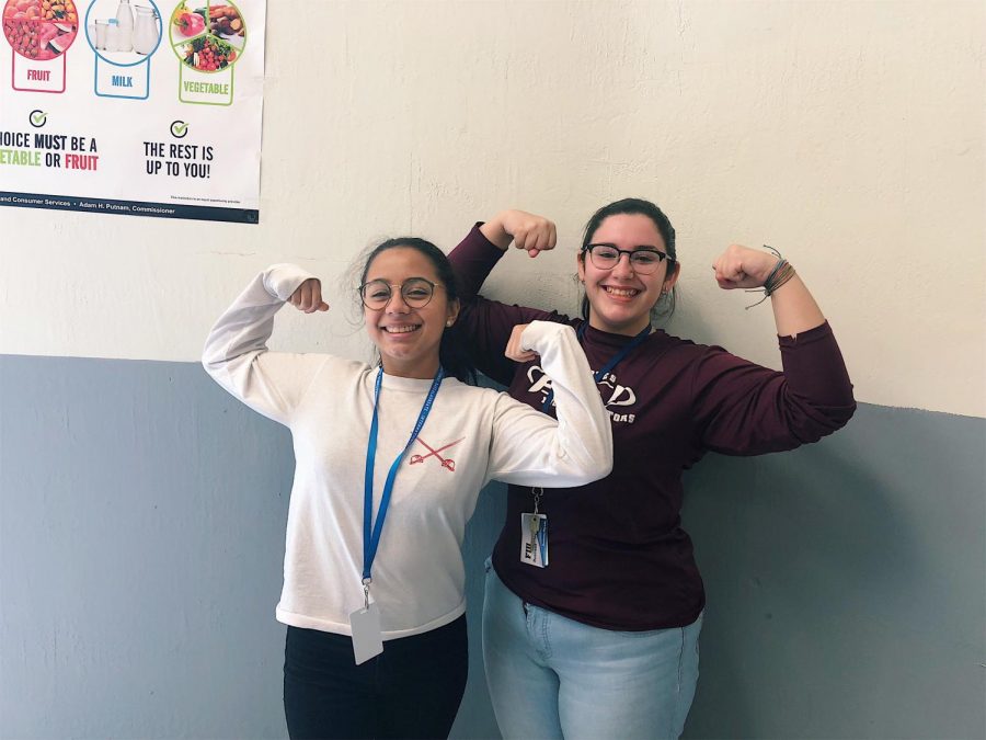 Emily Espinoza and Alexa Lujan getting ready to get fit.