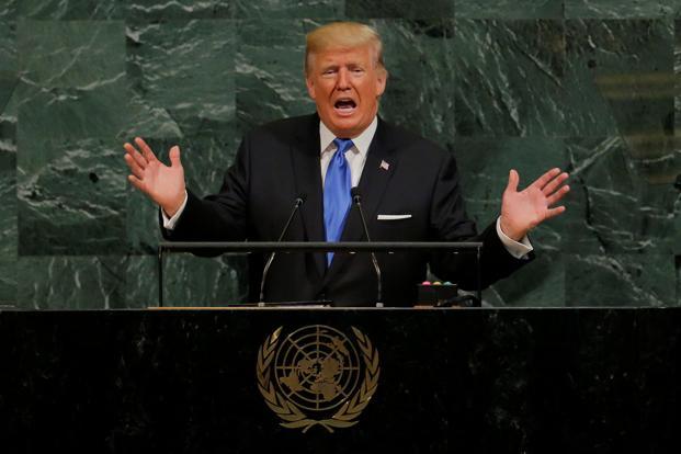 US President Donald Trump addresses the 72nd United Nations General Assembly at United Nations headquarters. 
