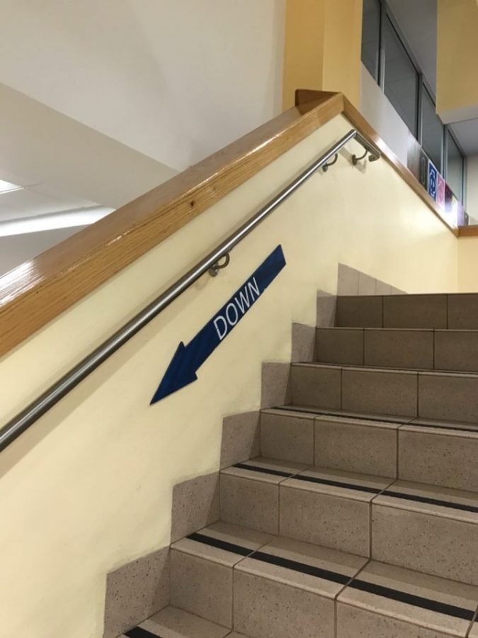 If people can't contextually determine how to walk on the other side of the stairs, there's another sticker for that.