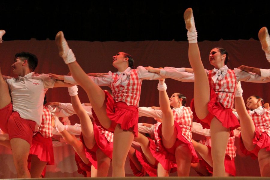 The Gablettes performed in their traditional red-and-while costumes and danced their iconic line-kick during this year's Fall Frolics event.