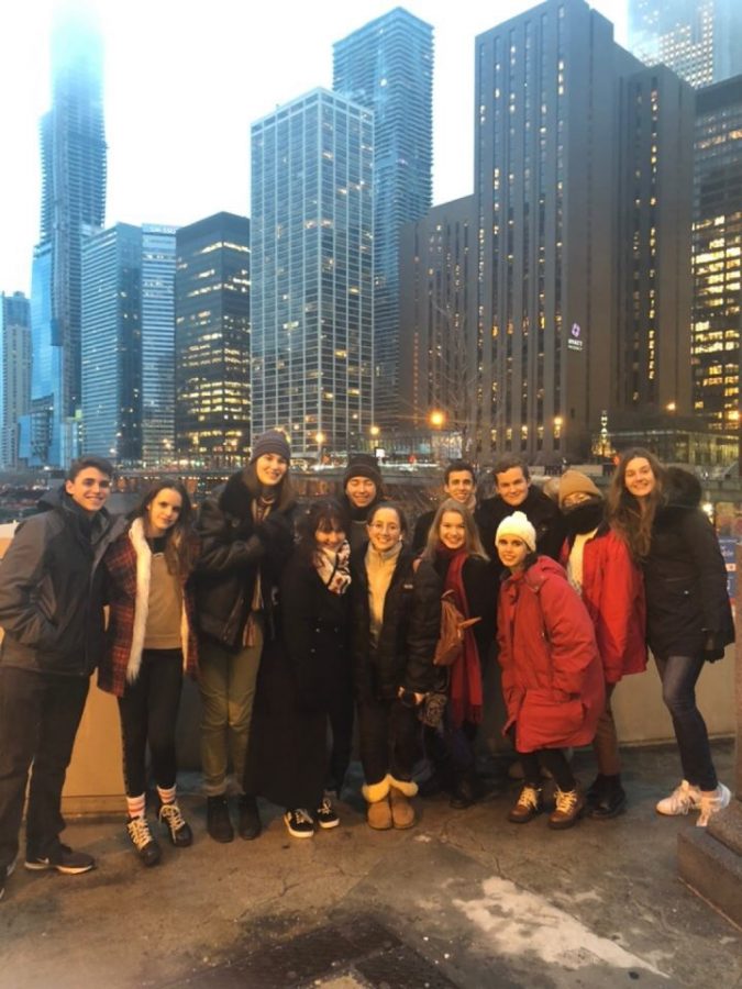 Our Model UN team members pose for a picture in front of the beautiful Chicago skyline