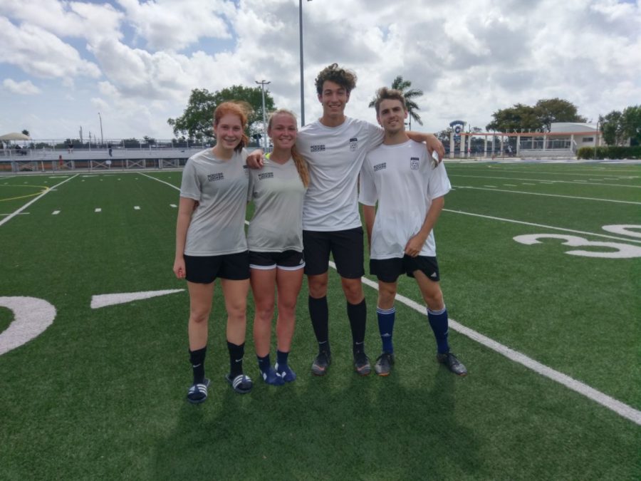 Carolina+Alvarez%2C+Cecilia+Rodriguez%2C+Nicolas+Shmitt%2C+and+Johnmark+Kellogg+represented+Coral+Gables+High+School+at+the+2019+senior+All-star+Game.+