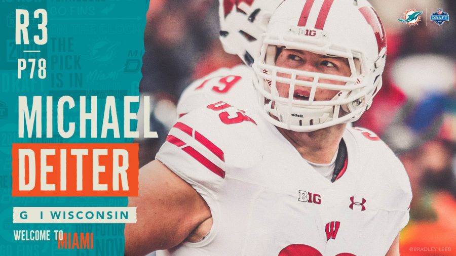 Offensive lineman Michael Deiter was selected in the third round of the NFL draft.