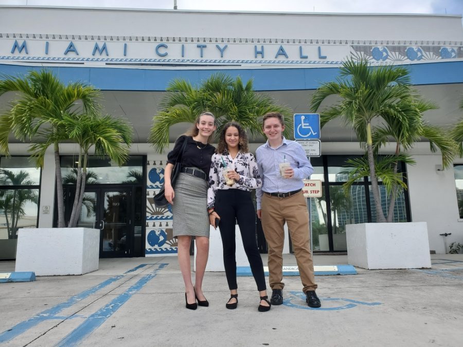 Sofia Rebull in front of Miami City Hall this summer volunteering.