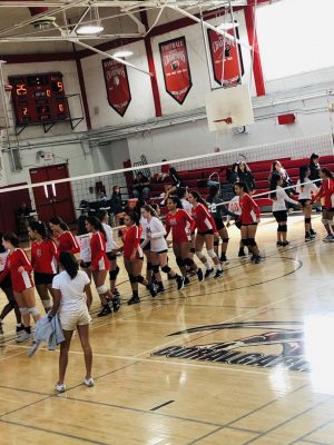 Cavaliers showing sportsmanship after their win against the South Miami Cobras.