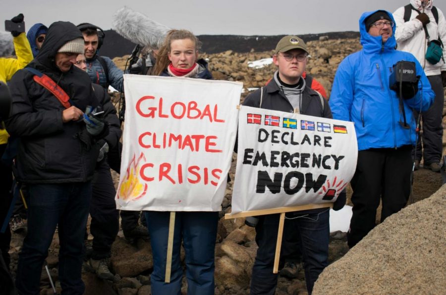 Those attending Okjökulls memorial brought awareness posters, advocating for action and increased consciousness regarding the state of the worlds icebergs.