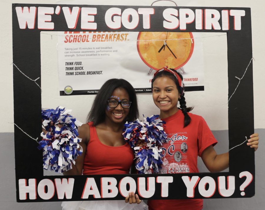 Pom-poms showed off these students flare on the first day of spirit week.