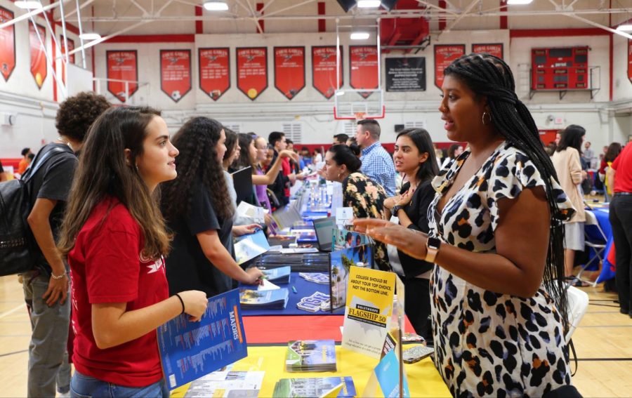 Juniors and Seniors attended the College Fair, which included over 50 college representatives from across the United States.