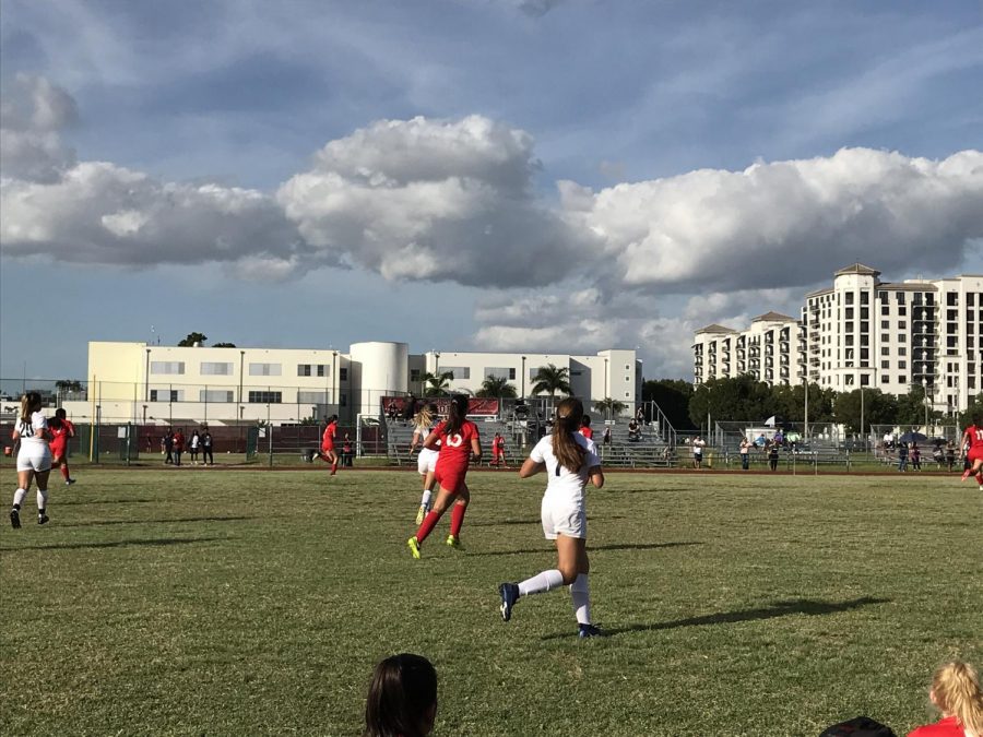 The+Lady+Cavalier+Soccer+team+taking+on+the+Palmetto+Panthers+at+their+home+field+in+their+2019-2020+season+debut.