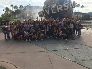 Every sophomore that attended the field trip took a group picture in front of the Universal Studios signature water globe. 