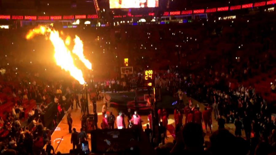 The Americans Airline Arena, home of the Miami Heat, gets fired up before every home game's tip-off.
