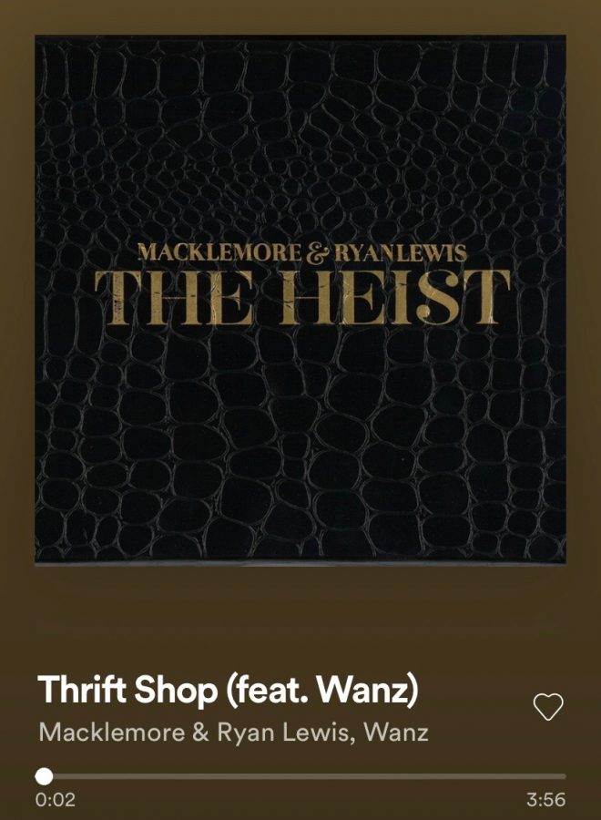 Thrift shop is apart of Macklemores and Ryan Lewis joint album The Heist