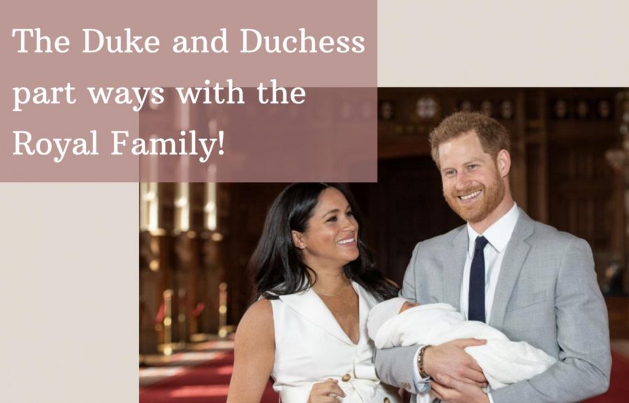 Meghan Markle, Prince Harry and their son, Archie laughing during an interview.