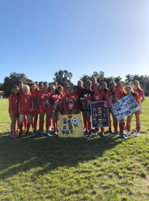 The Gables Girls Varsity Soccer team at their Senior Game versus Southwest, days before their GMAC contest.