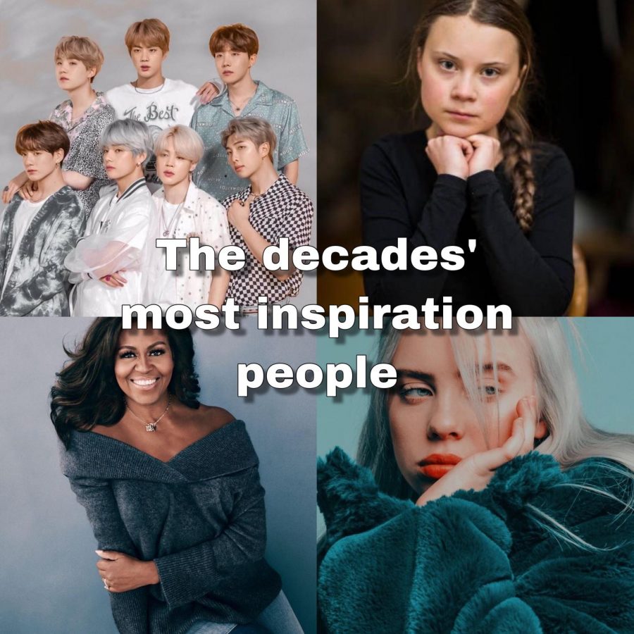 The decades most inspirational people; BTS, Greta Thunberg, Michelle Obama and Billie Eilish.