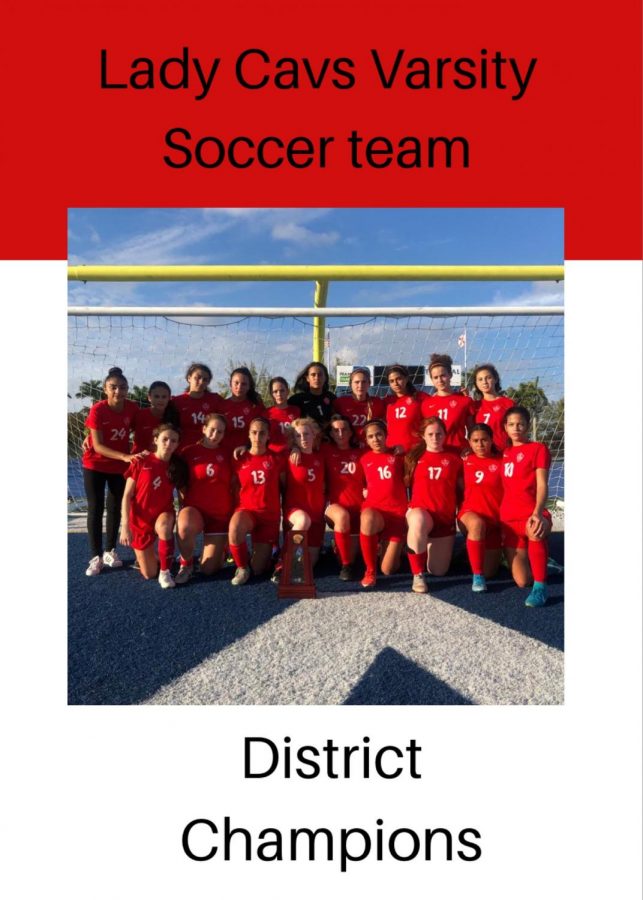 Girls Varsity soccer team at District Finals.