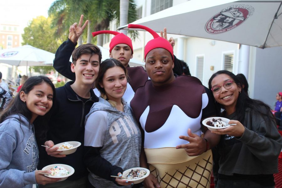 The seniors enjoyed an ice cream treat day with multiple delicious flavors and toppings.