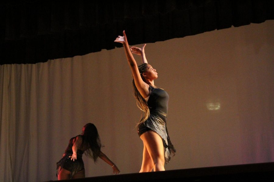 A contemporary dance was performed by two students.
