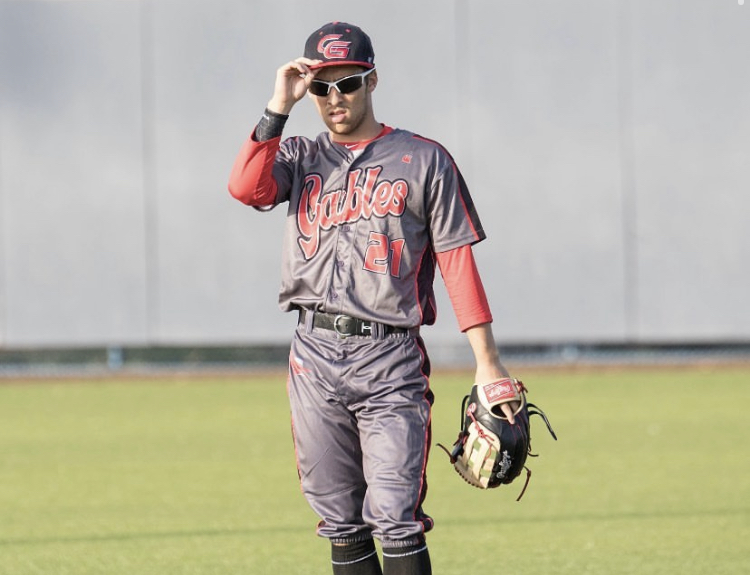 Junior Andres Arzola plays the field against the Keys Gate Knights, as he looks to lead the Cavaliers during the 2020 spring baseball season with his passion for the sport.