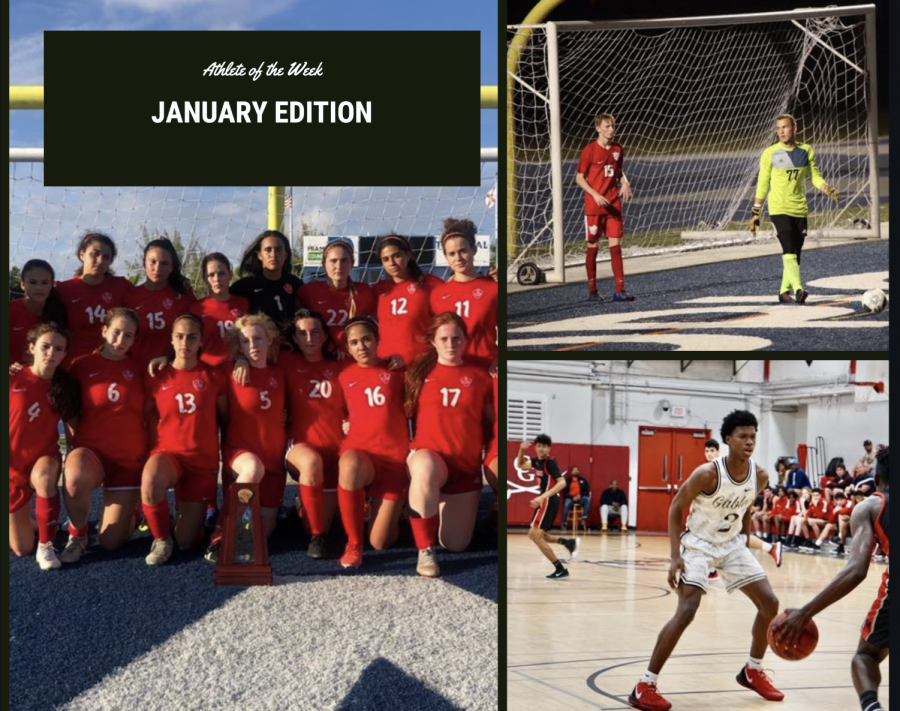 Athlete of the month of January featured above. Chase Bagnall-Koger (left), Jason Wood (top right) and Jamil Lane (bottom right).