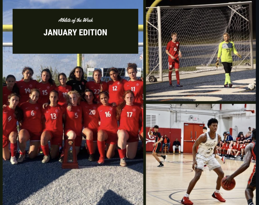 Athlete of the month of January featured above. Chase Bagnall-Koger (left), Jason Wood (top right) and Jamil Lane (bottom right). 