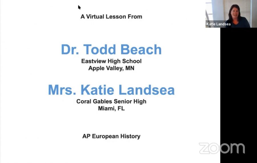 Mrs. Landsea, along with Dr. Beach, hosts an AP European History lecture daily for students nationwide.