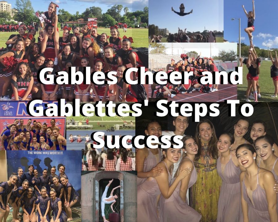 A collection of photos found in the @cghs_cheer and @gablettesdanceteam Instagram pages highlighting their best and fun moments together. 