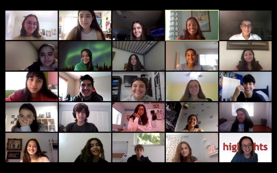 Virtual summer production week began Monday, August 10 for the Highlights staff via zoom. They are training in their staff on how to write for each section, of their magazine, photography, ethics and more. They are also working on their first issue of the school year. 