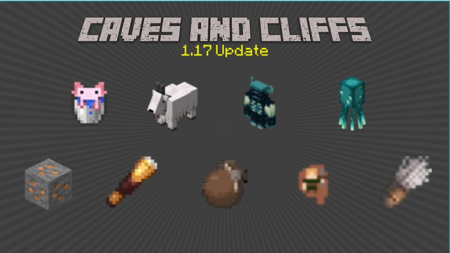 New mobs (top row) and items (bottom row) were added to Minecrafts Caves & Cliffs update.