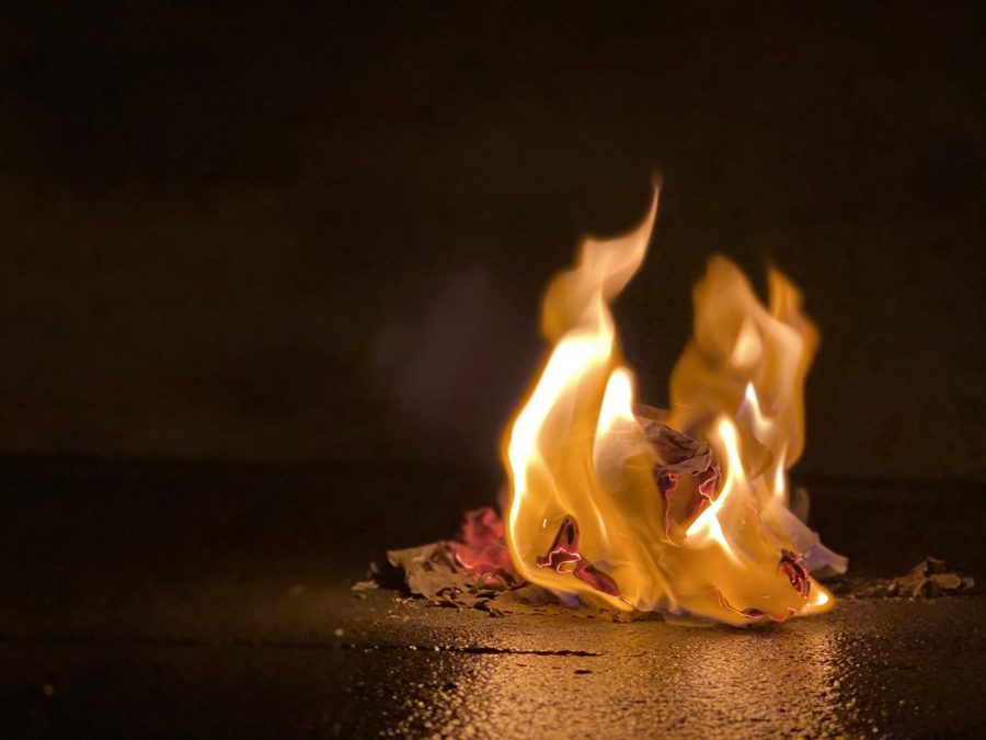 A piece of burning debris, such as the one pictured, could easily cause the same wildfires seen in western states due to their dry climate.