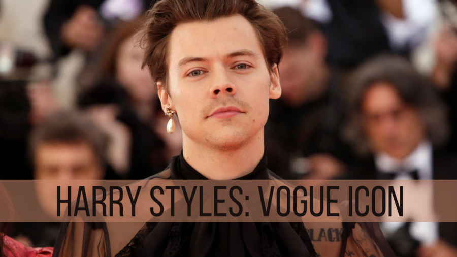 Harry Styles becomes a Vogue Icon as well as the first man to be featured solo on the Vogue Cover with an original outfit.
