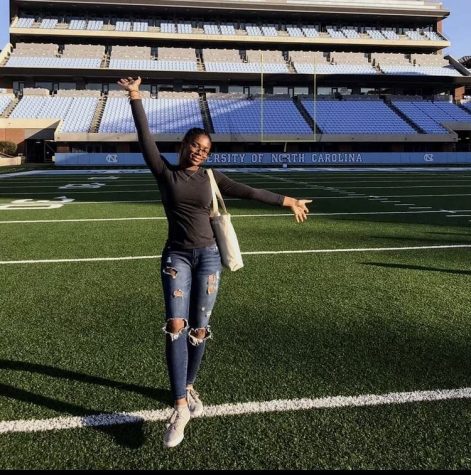 Senior Imgard Bonheur during her tour of the University of North Carolina.