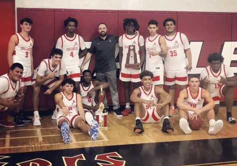 The boys basketball team on Feb. 12, 2021 defeated the Columbus explorers 69-52 in order to become district champions.