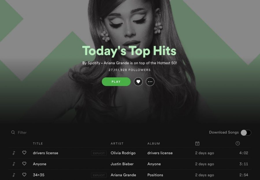 Olivia Rodrigo’s new song, “Driver’s License” has reached the top in many different platforms, next to popstars like Ariana Grande and Justin Bieber.