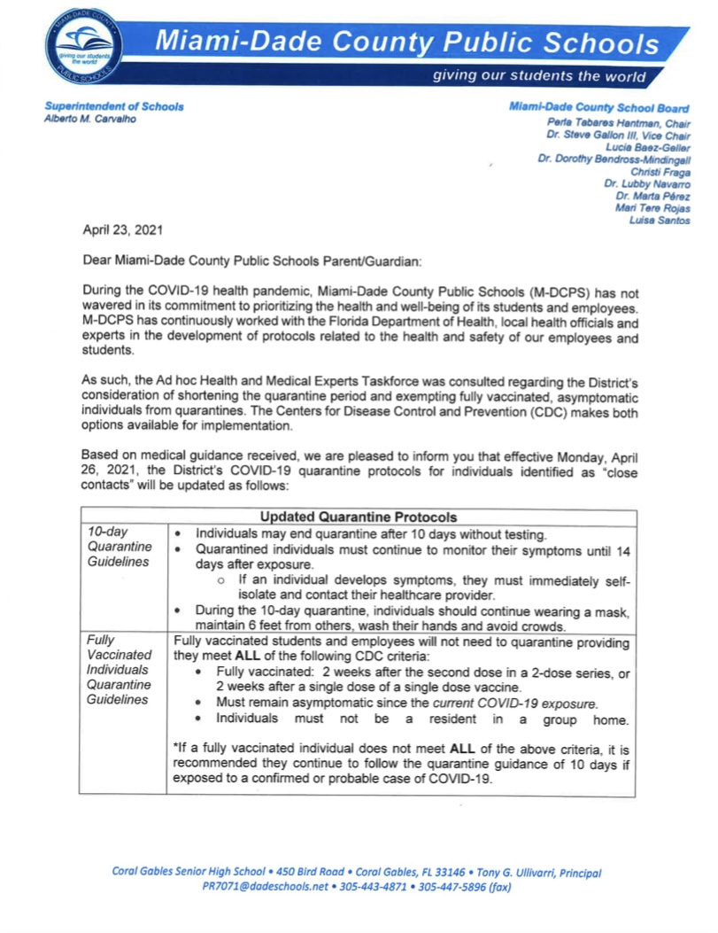 COVID-19 School Policy Updates