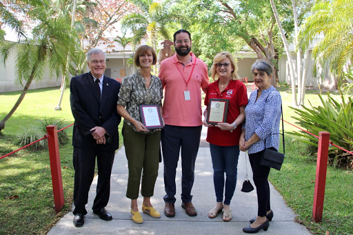 The Coral Gables Rotary Club presented Ms. Yanes with an award dedicated to her years of service to the students and staff of the high school.