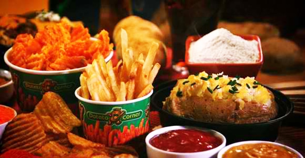 The Potato Corner offers customers a variety of potato-based options, including tater tots, curly fries, waffle fries and seasoned French fries. Courtesy of The Potato Corner.