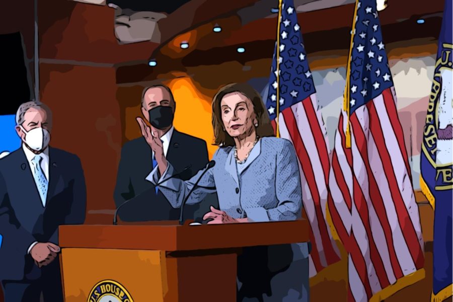 House+Speaker+Nancy+Pelosi%2C+California+Representative+Adam+Schiffer+and+Kentucky+Representative+John+Yarmuth+discussing+the+Protecting+Our+Democracy+Act.