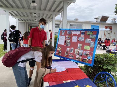 Students sign up for clubs through Google Docs or by sharing their information on written forms such as the one created by the French Honor Society.