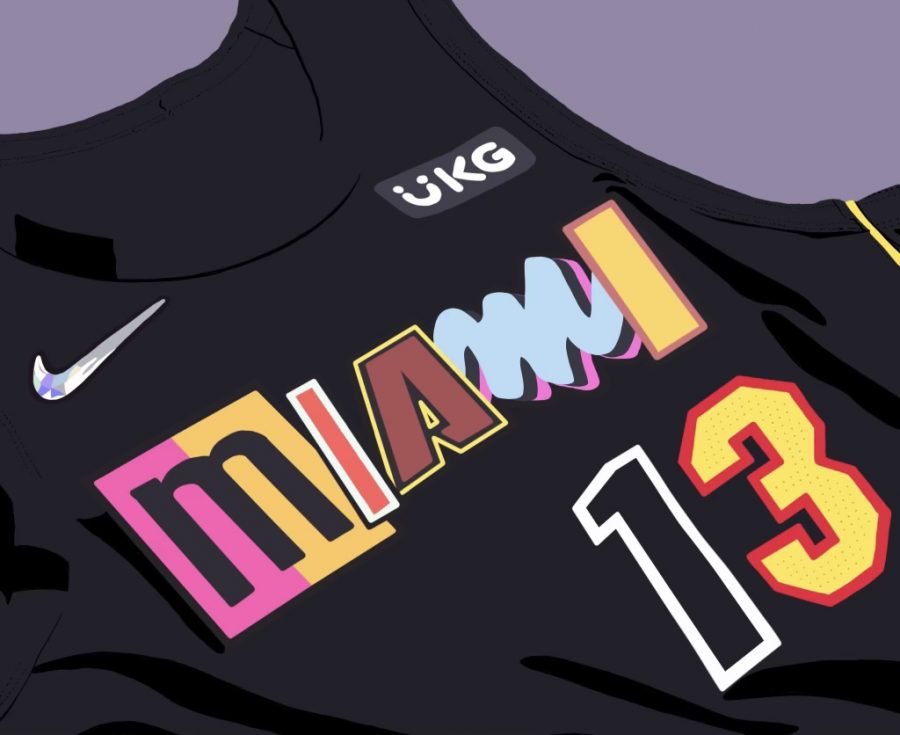 Miami Heat opens up the year with their new City jersey, “Miami Mashup.”