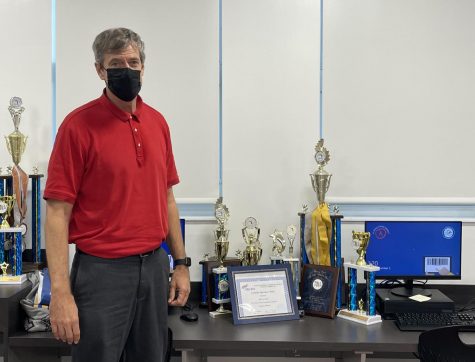 Through the years, Mr. Reisert has won various trophies for FBLA, displaying them throughout his classroom as memories of past accomplishments.