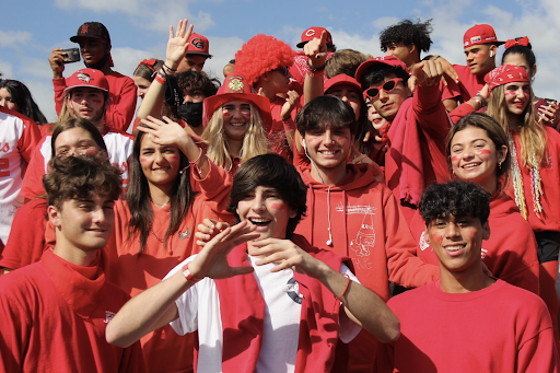 When looking toward the bleachers, all that was visible was red as Cavaliers showed off their school spirit.