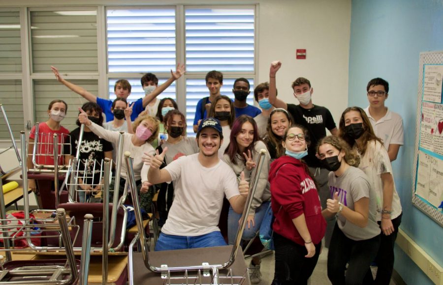 FHS member volunteers painted Mr. Nelsons classroom after waiting two years due to the COVID-19 pandemic.