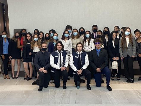 Gables FBLA competitors took a picture after finally concluding their day of competing.