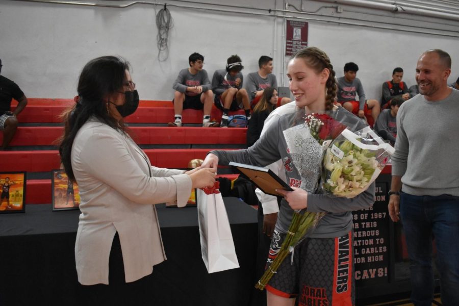 Seniors were gifted flowers, pictures, and t-shirts for their participation in the team.