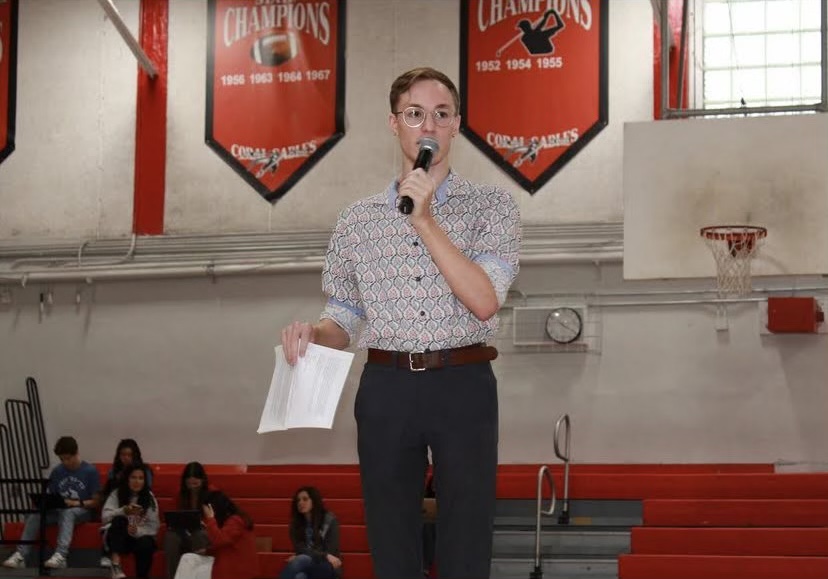 Guest speaker Max Fenning during his speech about the importance of taking care of your mental health.