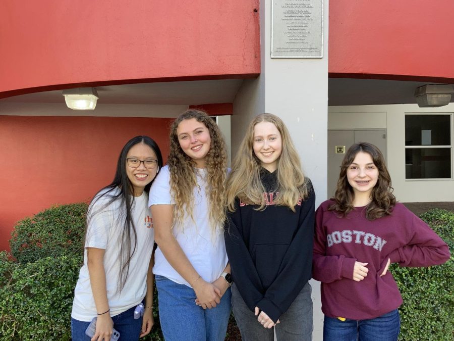 The four Class of 25' representatives, President Tiffany Beh, Vice President Allison D'alincourt, Secretary Caitlin Savage and Treasurer Melissa Hernandez (left to right), have already began to prepare for a successful sophmore year.
